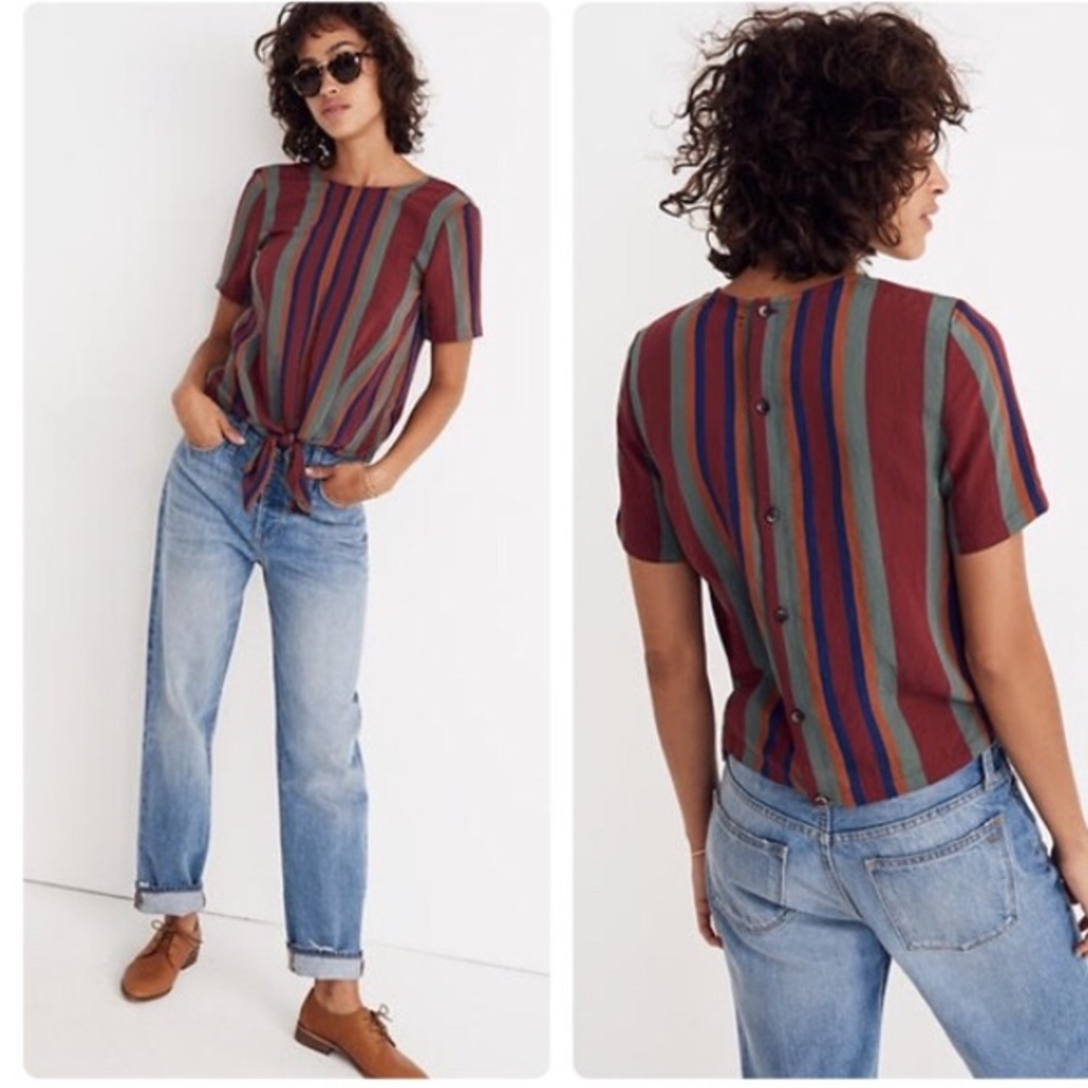 Madewell Striped Top in Red, Blue, and Green